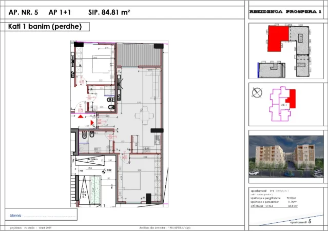 Tirane, shes apartament 1+1 + parking Kati 0, 85 m² 130.000 € i diskutueshem. 2 min nga unaza madhe