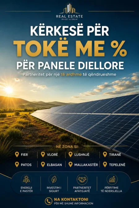 Kerkese per toke me % per panele diellore