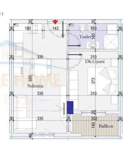 Tirane, shitet 1+1+Ballkon Kati 4, 59 m² 83.860 € (Dogana)