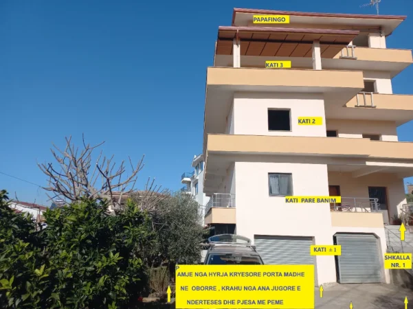 Durrës-Plazh-Plepa-Shkallnur,Shitet:Ndërtes 3-kate+papafingo+1 nëntokë,me 920m² ndërtim, mundësi për 9-familje,Cmim 690'000€, 650m Plazhi-Kavalishencë