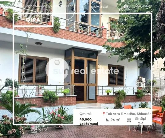 Shkoder, jepet me qera shtepi 2+1 Kati 0, 96 m² (TEK ARRA E MADHE)