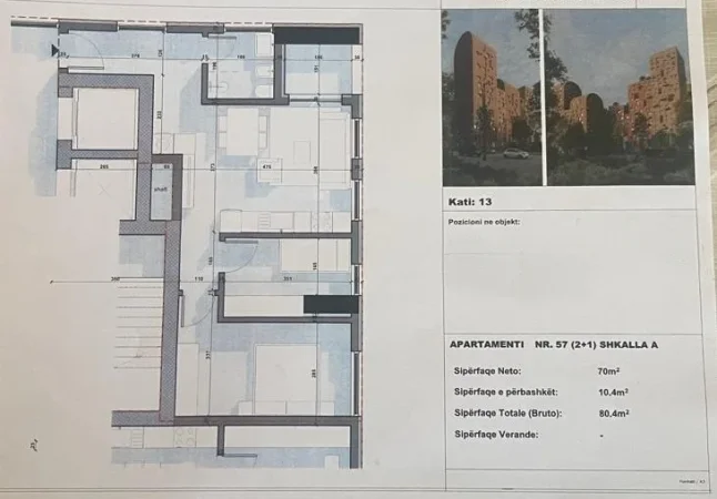 Tirane, shitet apartament 2+1+Aneks+Ballkon Kati 13, 80 m² 120.600 € (5 Maji)