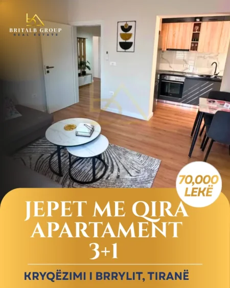 Tirane, jepet me qera apartament 3+1 Kati 5, 85 m² 700 € (Kryqëzimin e Brrylit)