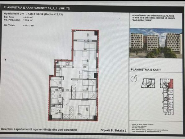 Tirane, shitet apartament 2+1+A+BLK Kati 4, 102 m² 172.200 Euro (Karl Gega)