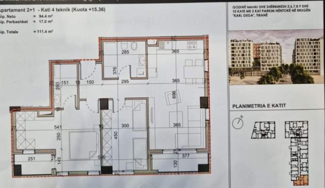 Tirane, shitet apartament 2+1+A+BLK Kati 5, 112 m² 189.400 Euro (Karl Gega)