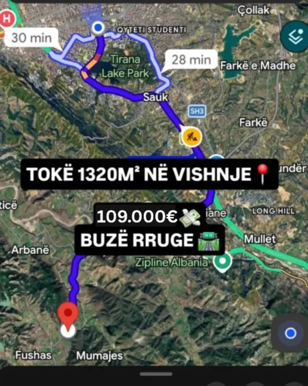 ⛰️ SHITET: Tokë ARË 1320 m² ( VISHNJE - TEG 🟣) 📍Me Mes të Natyrës 🌳 109.000€ Akes Direkt Buzë Rrugës 🔥🛣️