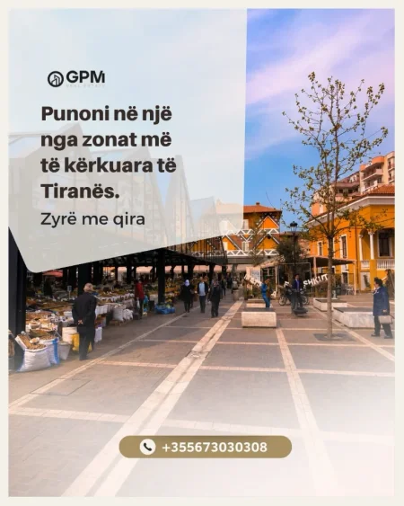 Jepet zyrë me qira në Tiranë, në një nga zonat më të kërkuara dhe të frekuentuara të kryeqytetit. Ambienti ofrohet i mobiluar dhe gati për të nisur pu