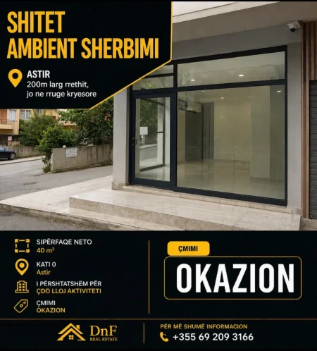 Tirane, shitet ambjent biznesi Kati 0, 40 m² 
