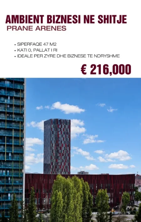 Tirane, shitet aktivitet biznesi Kati 0, 47 m² 216.000 € (Stadiumi Arena , Stadiumi Air Albania , Stadiumi Qemal Stafa , Stadiumi Kombetar)