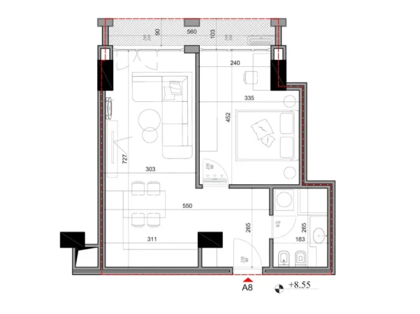 Tirane, shitet apartament 1+1+Ballkon Kati 2, 72 m² 150.000 € 