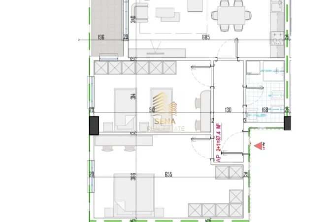 Tirane, shitet apartament 2+1+Ballkon Kati 6, 99 m² 150.000 € (Paskuqan)