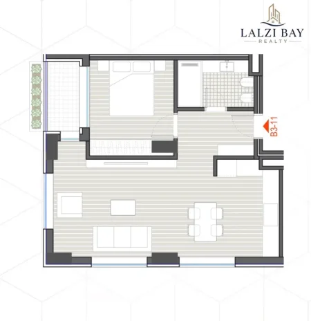 Gjiri Lalezit | Hamallaj, shitet apartament 1+1+Ballkon Kati 3, 75 m² (gjiri i Lalzit)