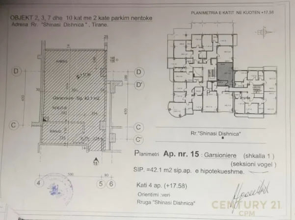 Tirane, shes apartament 1+1 Kati 4, 42 m² 133.000 € (Rruge e Dibres)