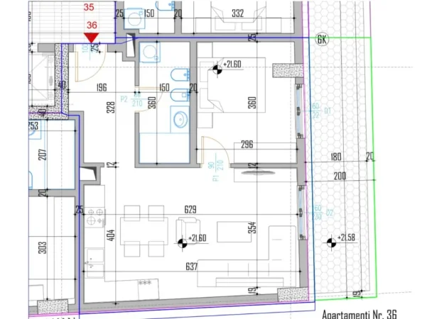 Tirane, shitet apartament 1+1+Ballkon Kati 6, 68 m² 180.000 € (Rezidenca Eshli)