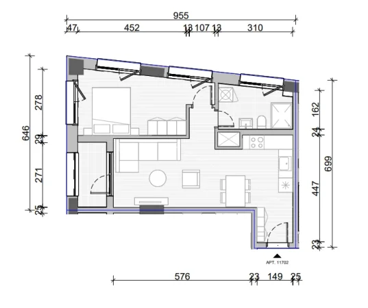 Tirane, shitet apartament 1+1 Kati 17, 69 m² 115.000 € (Shkoze)