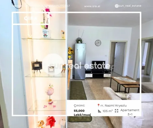 Shkoder, jepet me qera apartament 3+1+Ballkon Kati 1, 105 m² (RR. NAZMI KRYEZIU)