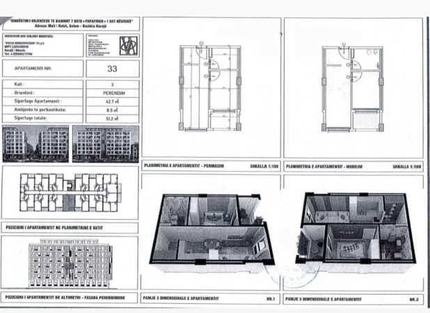 Durres, jepet me qera apartament 1+1+Ballkon Kati 3, 51 m² 8.500.000 € 
