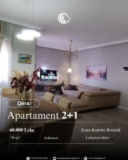 Tirane, jepet me qera apartament 2+1 Kati 1, 99 m² 600 € 