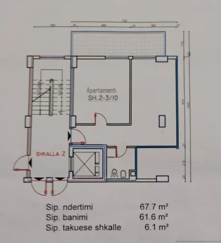 Tirane, shes apartament 1+1+Ballkon Kati 3, 68 m² 130.000 €