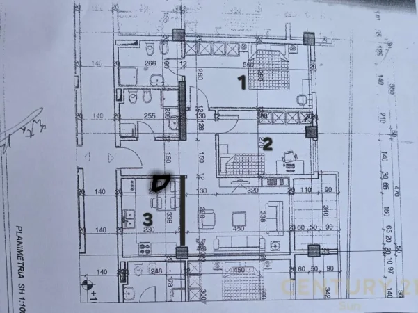 Tirane, shes apartament 2+1 Kati 4, 98 m² (Yzberish)
