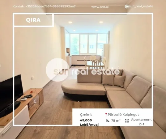 Shkoder, jepet me qera apartament 2+1+Ballkon Kati 2, 78 m² (PERBALLE KOLPINGUT)