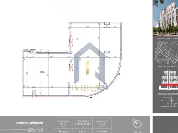 Tirane, shitet ambjent biznesi Kati 0, 145 m² 726.000 € (Ambient Biznesi per shitje tek Komuna e Parisit)