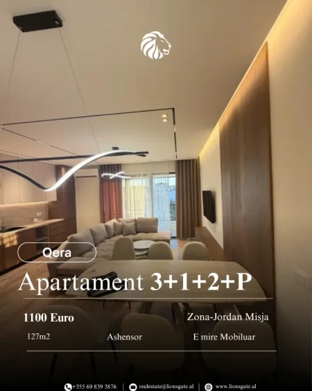 Tirane, jepet me qera apartament 3+1 , 127 m² 1.100 € 