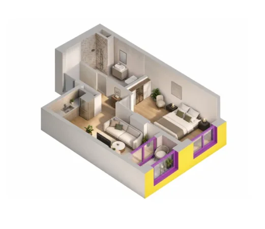 Tirane, shitet apartament 1+1 Kati 17, 62 m² 103.000 € (Zona e Shkozës afër Unazës së Madhe)