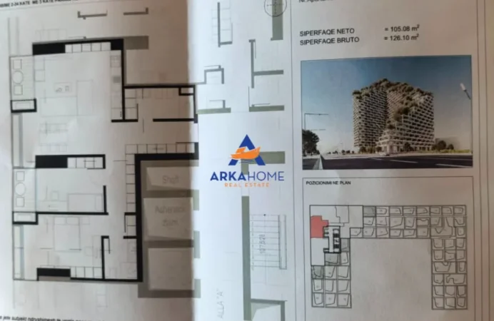 Tirane, shitet apartament 2+1+Ballkon Kati 21, 126 m² 239.419 € 