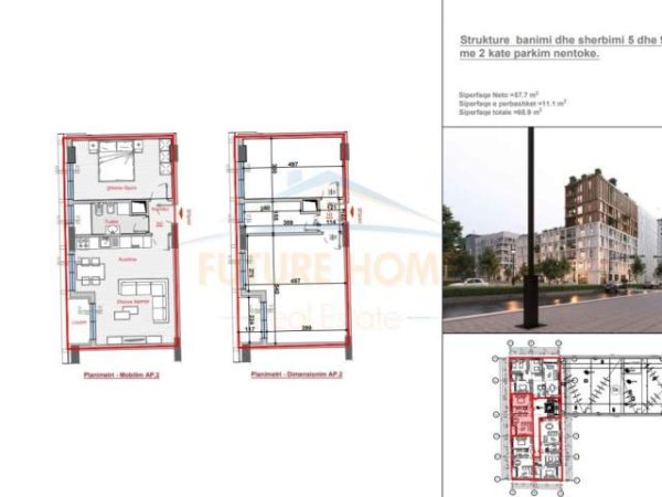 Tirane, shitet apartament 1+1+BLK Kati 5, 70 m² 99.900 Euro (Jordan Misja)
