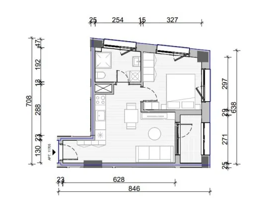 Tirane, shitet apartament 1+1 Kati 17, 55 m² 91.000 € (Shkoze)