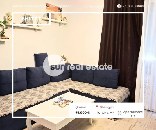 Shengjin, shitet apartament 1+1+Ballkon Kati 3, 62 m² 95.000 € (KUNE)