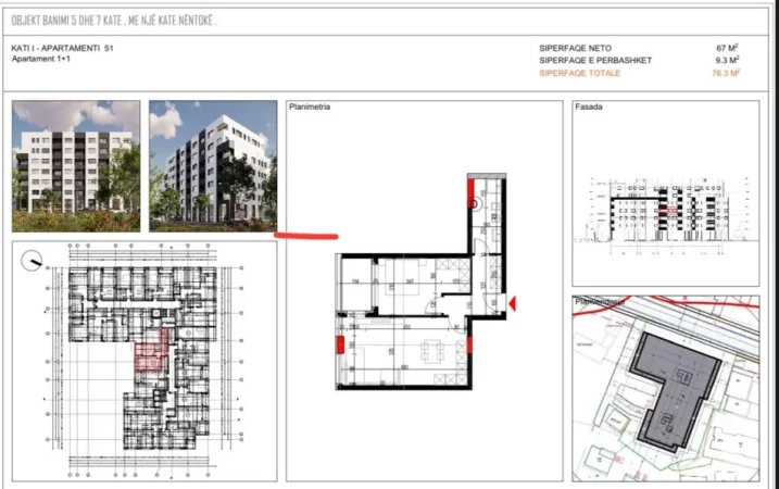Tirane, shitet apartament 2+1 Kati 3, 76 m² 90000 € (Paskuqan Platinum 2)