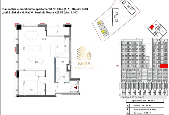Tirane, shitet apartament 1+1+Ballkon Kati 6, 81 m² 147.400 € (Xhamllik)