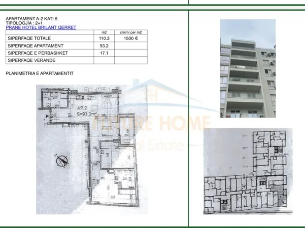 Qerret, shitet apartament 2+1+Ballkon , 165.450 € 