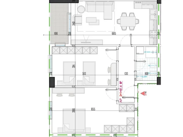 Tirane, shitet apartament 2+1 Kati 6, 93 m² 150.000 € (albulena residence)