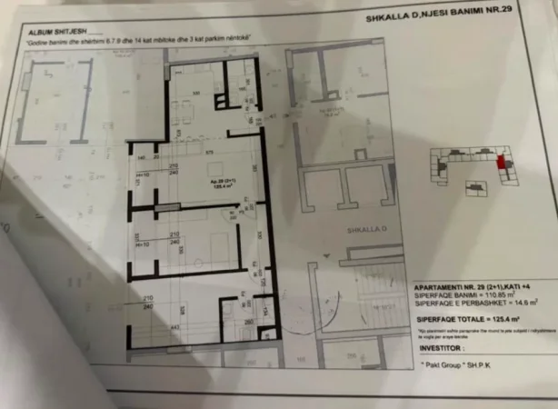 Tirane, shitet apartament 2+1 Kati 4, 125 m² 206.250 € 
