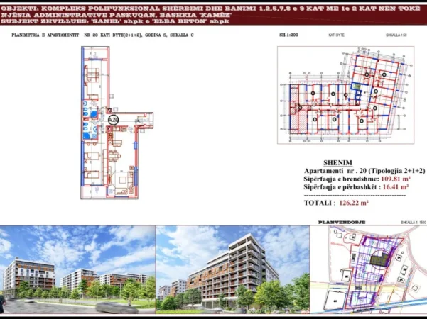Tirane, shitet apartament 2+1 Kati 2, 126 m² 139.260 € 