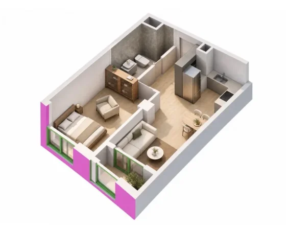 Tirane, shitet apartament 1+1 Kati 9, 63 m² 105.000 € (Shkoze)