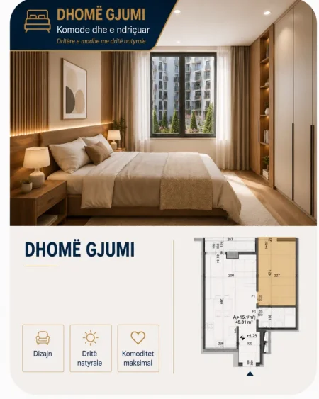 Tirane, shitet apartament 1+1 Kati 2, 69 m² 103.000 € (Simon Gjoni)