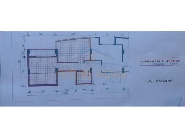 shitet apartament 1+1+Ballkon Kati 4, 58 m² 178.000 € (21 Dhjetori)