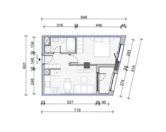 Tirane, shitet apartament 1+1 Kati 9, 54 m² 90.000 € (Shkoze)