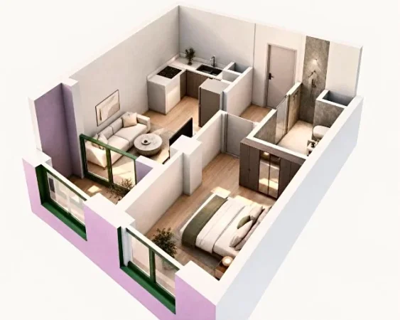 Tirane, shitet apartament 1+1 Kati 9, 54 m² 90.000 € (Shkoze)