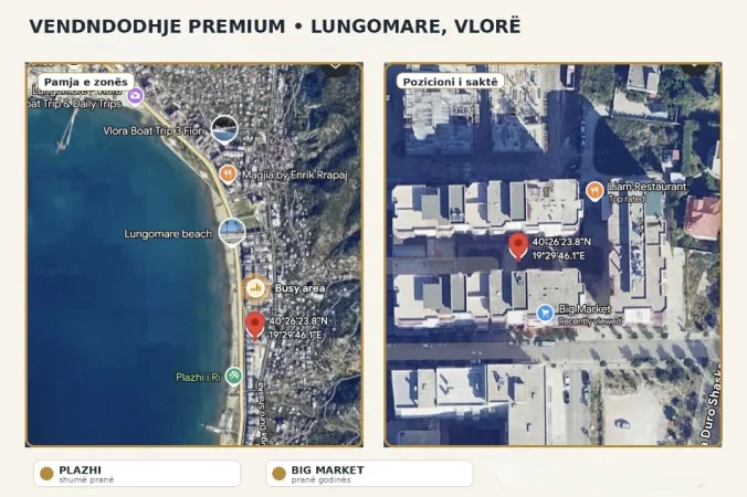 Vlore, shitet nga Pronari, pa-komision apartament ne plazh 1+1+Ballkon Kati 8, 73 m² (Lungomare)