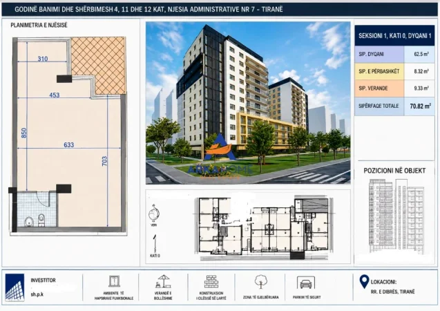 Tirane, shitet ambjent biznesi Kati 0, 71 m² 167.567 € (ISH FUSHA AVIACIONIT)