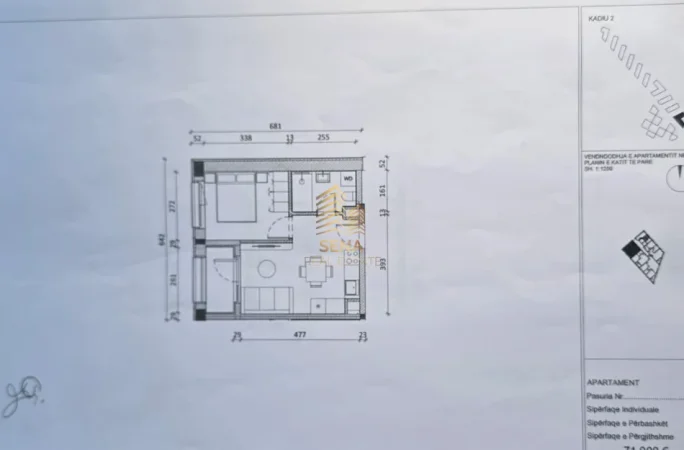 Tirane, shitet apartament 1+1+Ballkon Kati 1, 51 m² 81.000 € (Ali Demi)