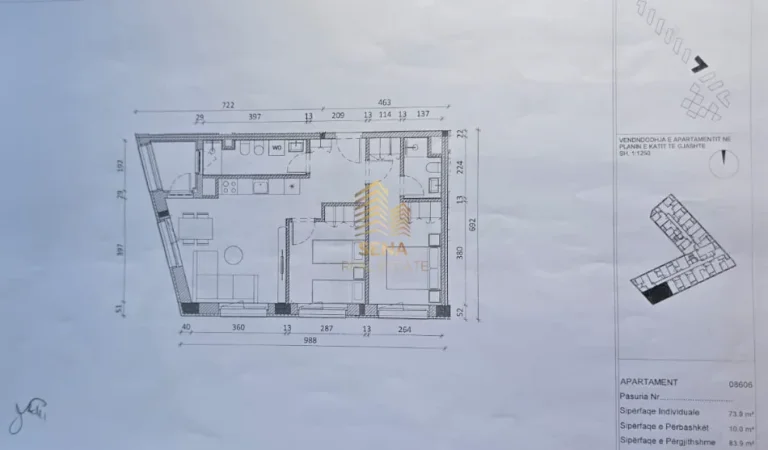 Tirane, shitet apartament 2+1+Ballkon Kati 6, 84 m² 134.000 € (Ali Demi)