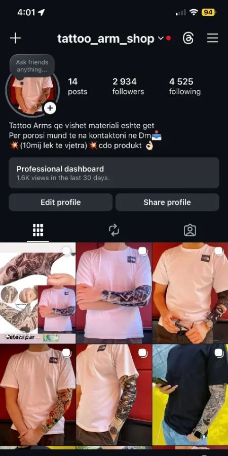 Shiten faqet ne instagram