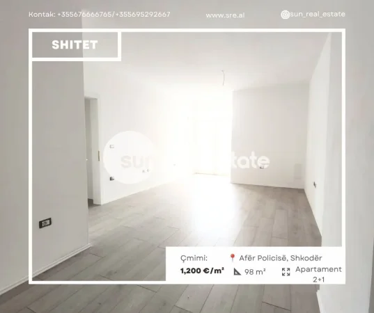 Shkoder, shitet apartament 2+1+Ballkon Kati 7, 98 m² 117.600 € (AFER POLICISE)