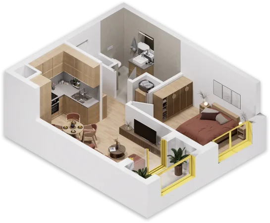 Tirane, shitet apartament 1+1 Kati 2, 52 m² 68.000 € 